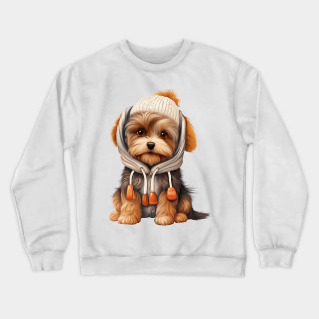 Winter Biewer Terrier Dog Crewneck Sweatshirt by Chromatic Fusion Studio